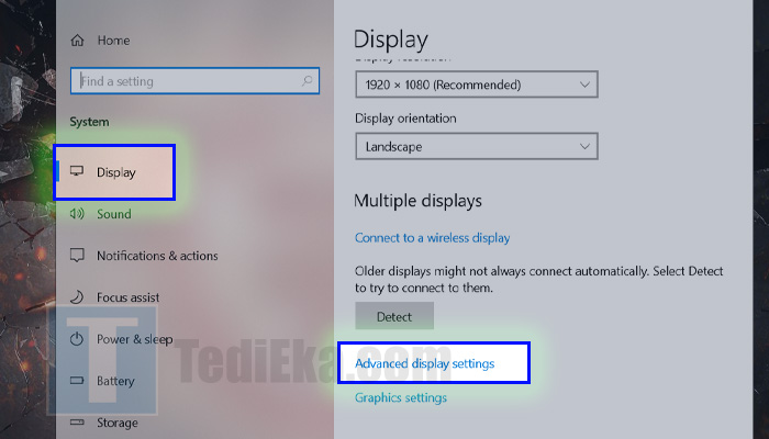 windows 10 display - advanced display settings