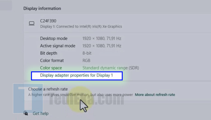 windows 11 display adapter properties for display 1