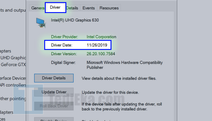 windows display adapters driver date
