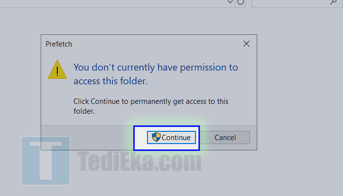 windows run prefetch permission to access continue