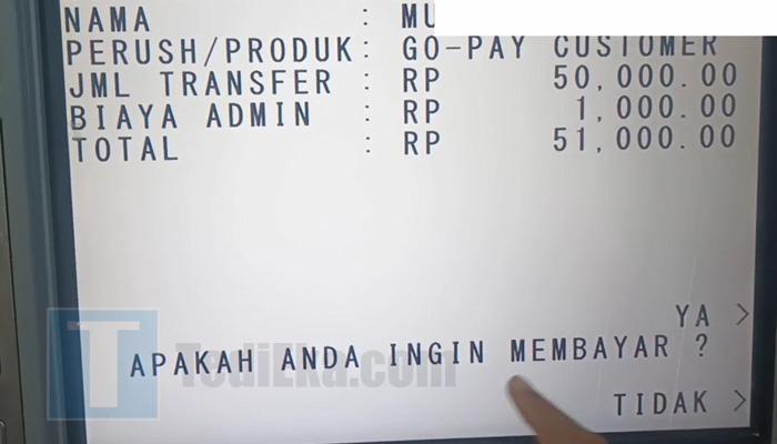 atm bca konfirmasi transfer top up gopay