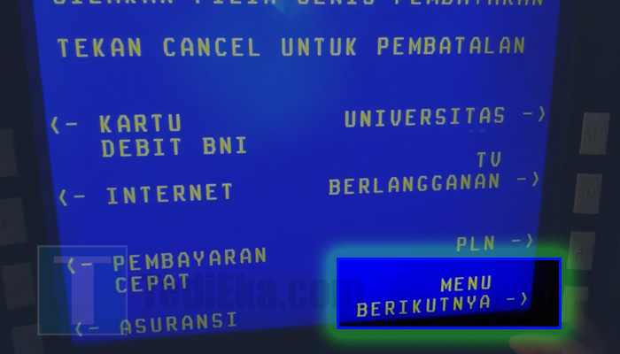 atm bni pembayaran menu berikutnya 2