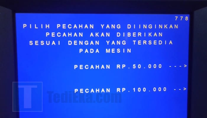 atm bni pilih pecahan penarikan tunai