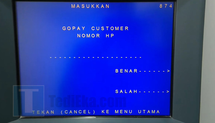 atm mandiri masukkan nomor hp gopay