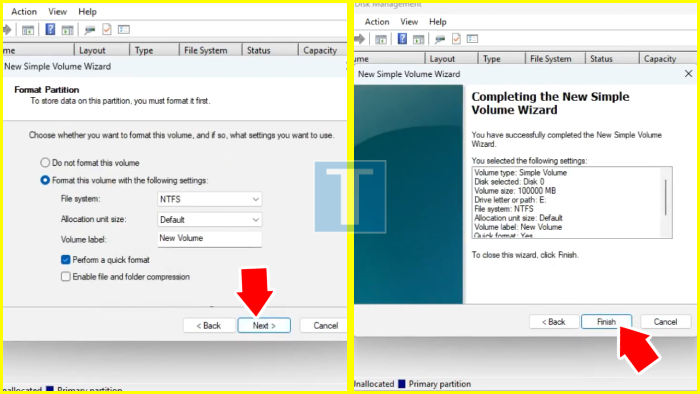 cara menambah partisi c dengan fitur new simple volume wizard