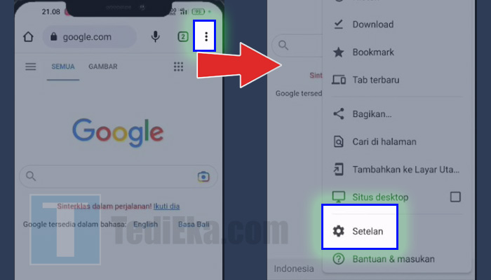 chrome titik tiga - setelan