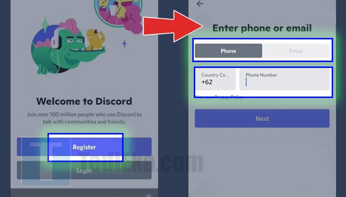 discord register - enter phone or email