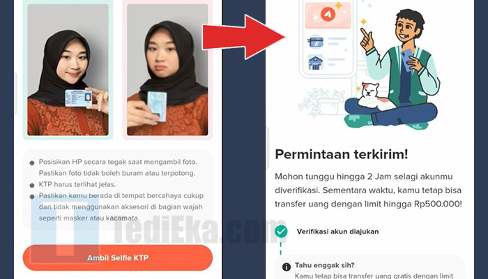 flip daftar ambil selfie ktp - permintaan terkirim