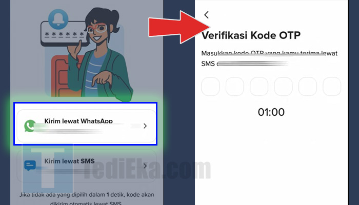 flip kode otp kirim lewat whatsapp - masukkan kode otp