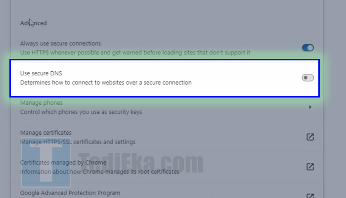 google chrome use secure dns