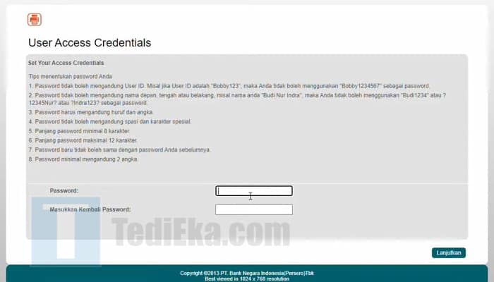 ibank bni aktivasi buat password