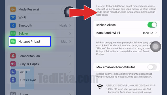 iphone hotspot pribadi - izinkan