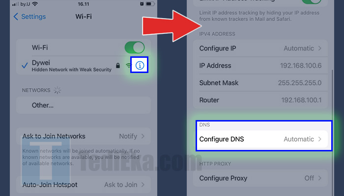 iphone wifi ikon i - configure dns