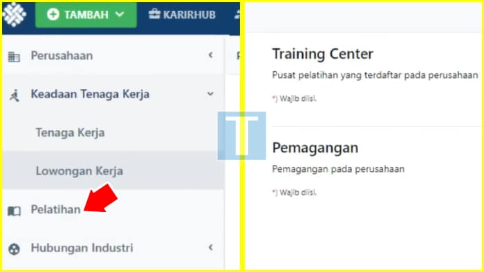 menu pelatihan dan program magang