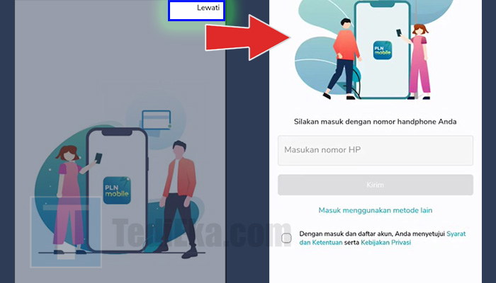 pln mobile lewati - masukkan nomor hp
