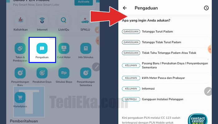 pln mobile pengaduan - jenis pengaduan