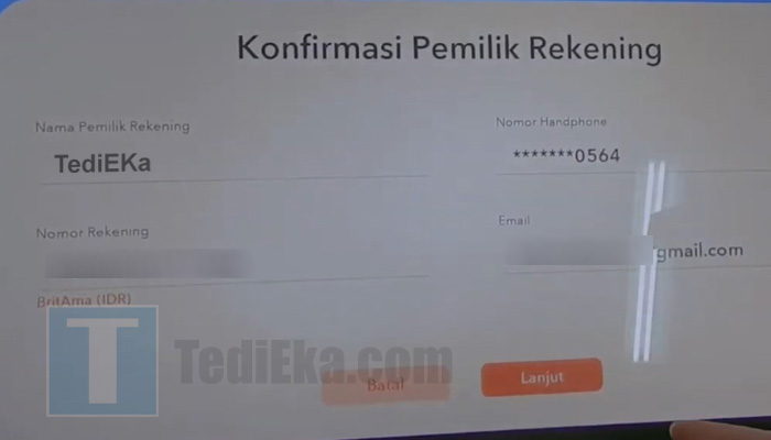 rcm bri konfirmasi pemilik rekening