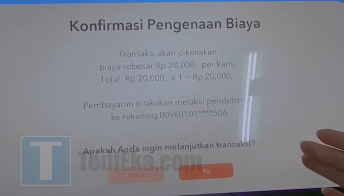 rcm bri konfirmasi pengenaan biaya kartu atm bri