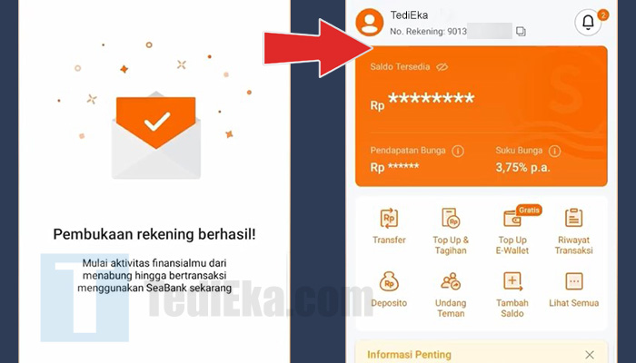 seabank daftar pembukaan rekening berhasil