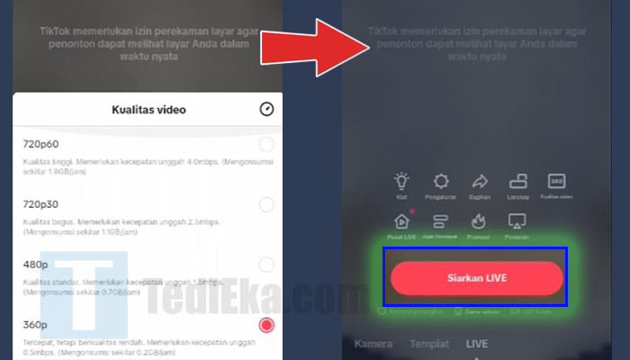 tiktok live kualitas video - siarkan live