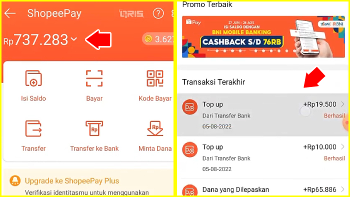 Cek Saldo ShopeePay Setelah Transfer