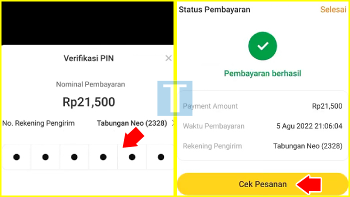 Konfirmasi Transfer Berhasil dari Neo ke SPay