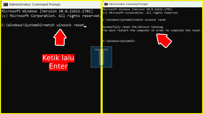 Netsh Winsock Reset buat Atasi Jaringan internet tidak connect Windows 11