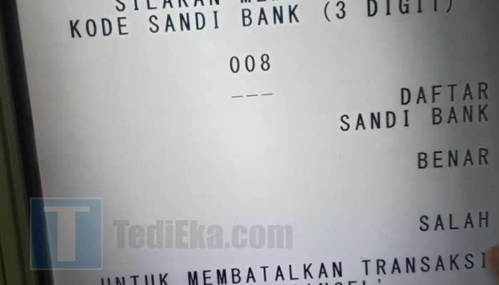 atm bca kode bank mandiri 008