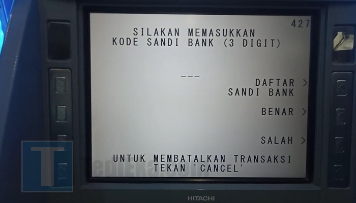 atm bca masukkan kode sandi bank