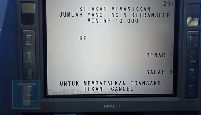 atm bca masukkan nominal jumlah uang transfer