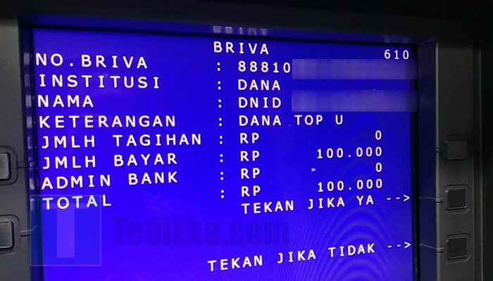 atm bri briva konfirmasi transaksi dana