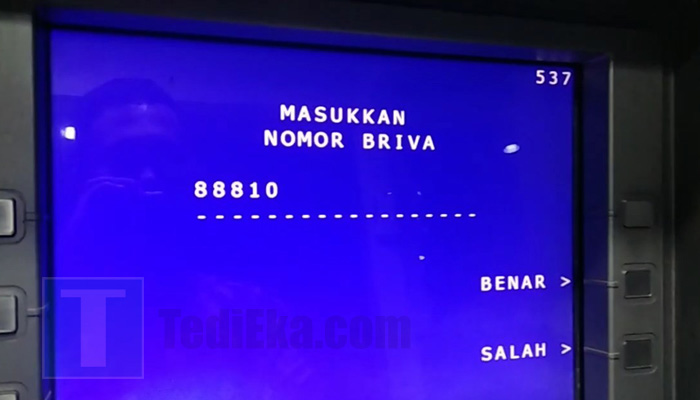 atm bri masukkan nomor briva 88810