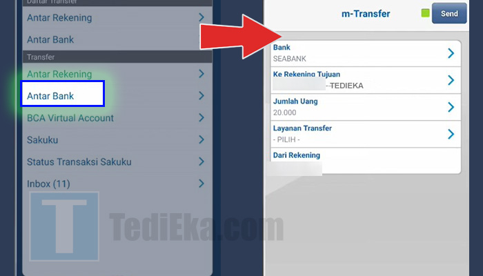 bca mobile transfer antar bank - seabank