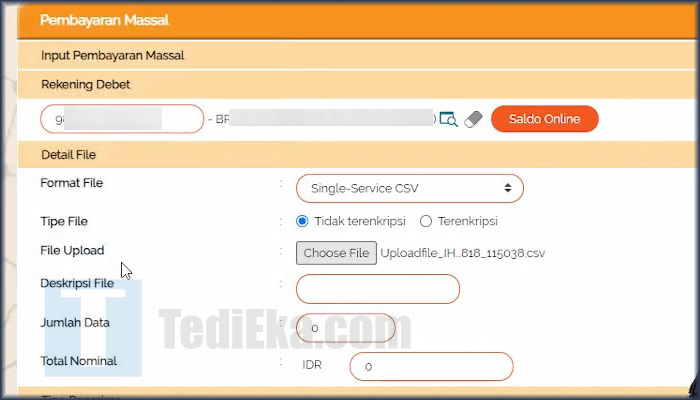 bni direct input pembayaran massal