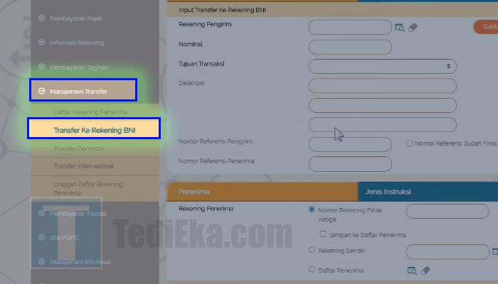 bni direct manajemen transfer - transfer ke rek bni