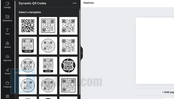 canva dynamic qr code pilih template