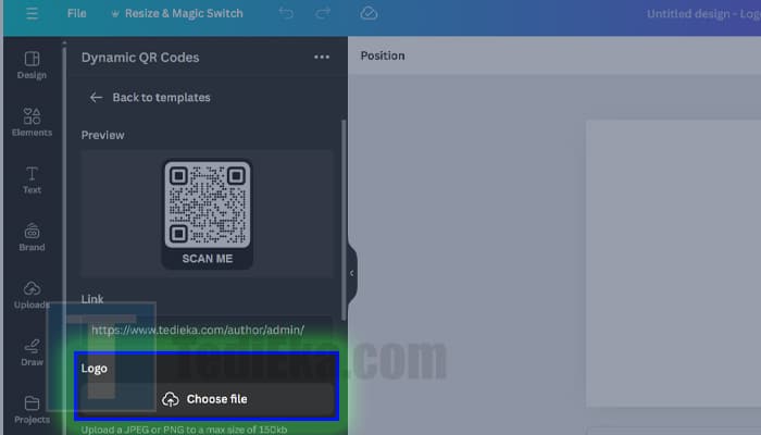 canva dynamic qr code upload logo