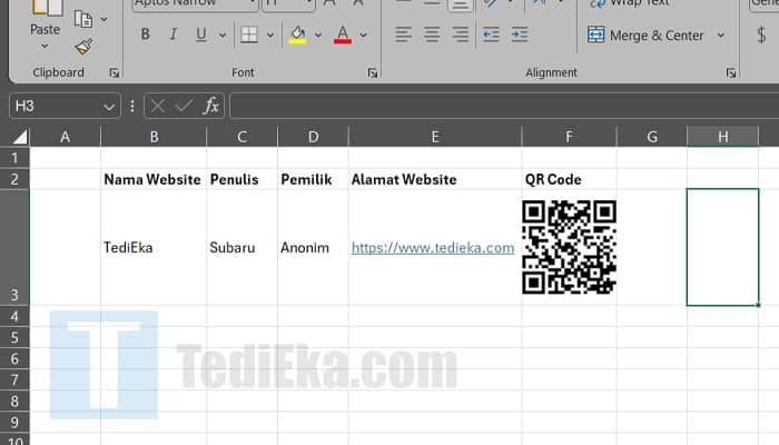 cara membuat qr code di excel