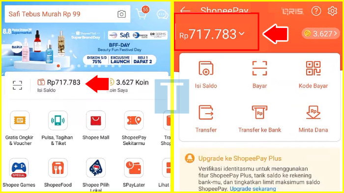 cara transfer neo ke shopeepay