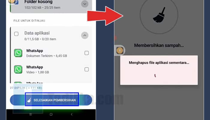 ccleaner selesaikan pembersihan - menghapus file aplikasi sementara