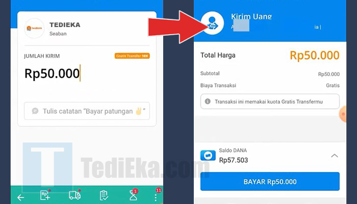 dana jumlah transfer seabank - konfirmasi