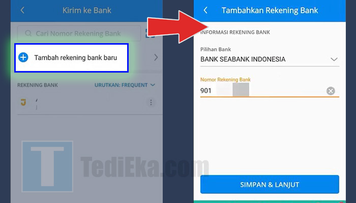 dana tambah rekening bank baru - seabank