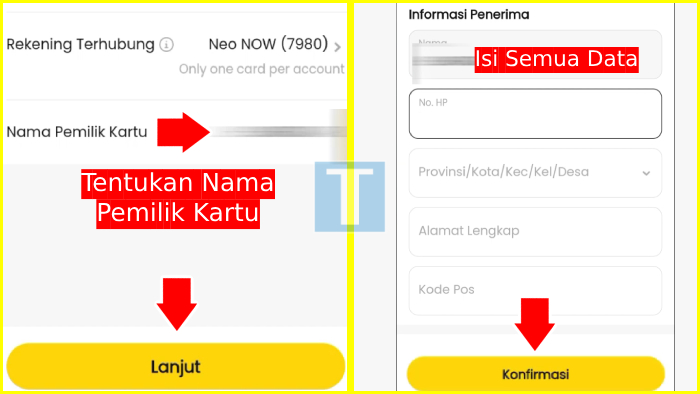 detail identifikasi dan konfirmasi pengajuan kartu debit neo bank