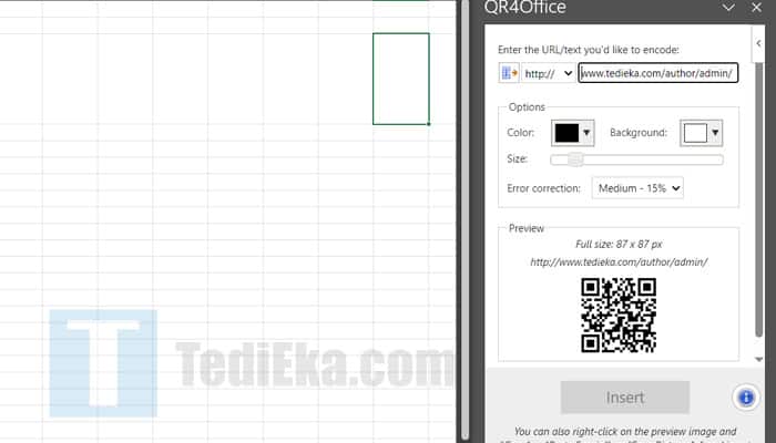 excel masukkan url qr code