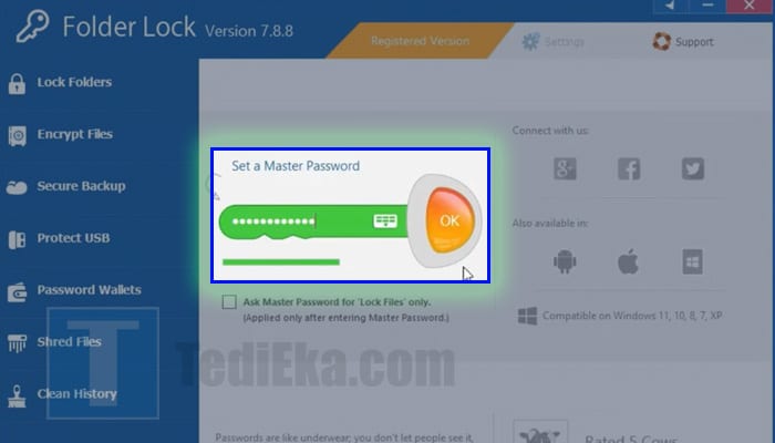 folder lock set master password