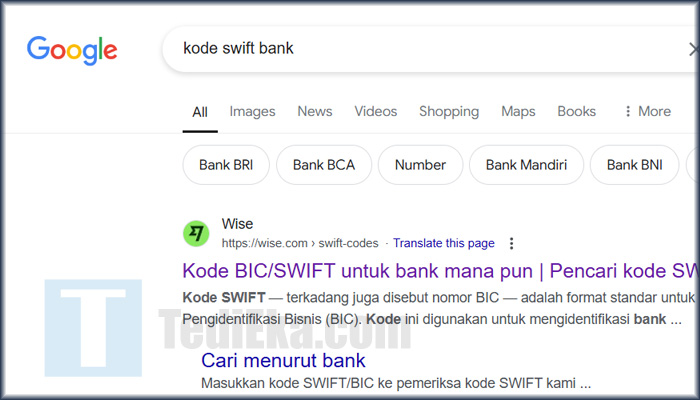 google kode swift bank wise