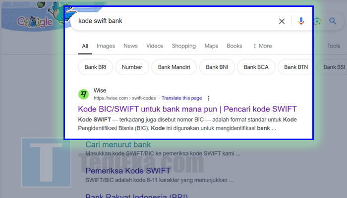 google kode swift bank