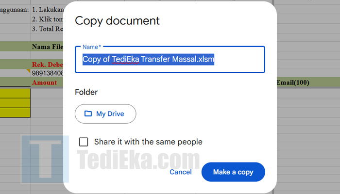 google sheet make a copy to my drive