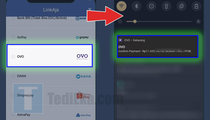 hotelmurah linkaja metode pembayaran ovo - notifikasi ovo
