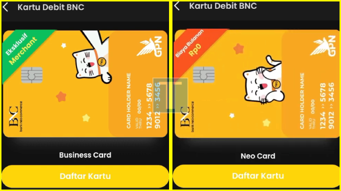 kartu neo bank business card dan neo card